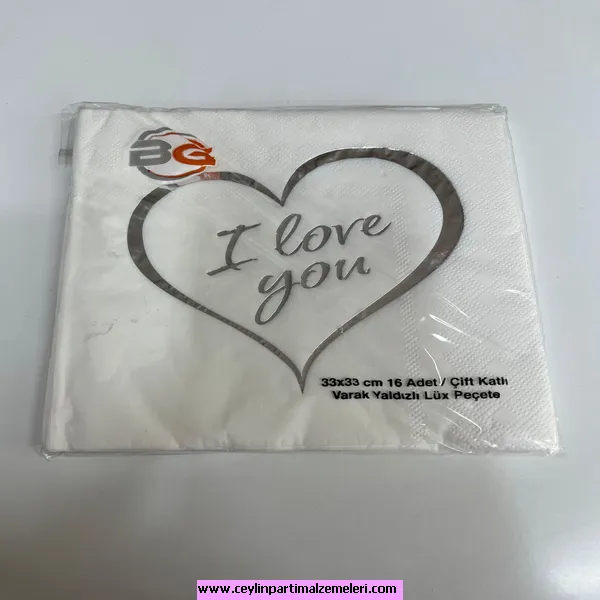 I Love You Temalı Peçete